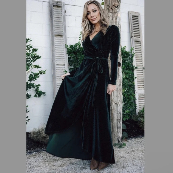 Baltic Born Dresses & Skirts - Baltic Born Jada ribbed velvet wrap maxi Dress 29168